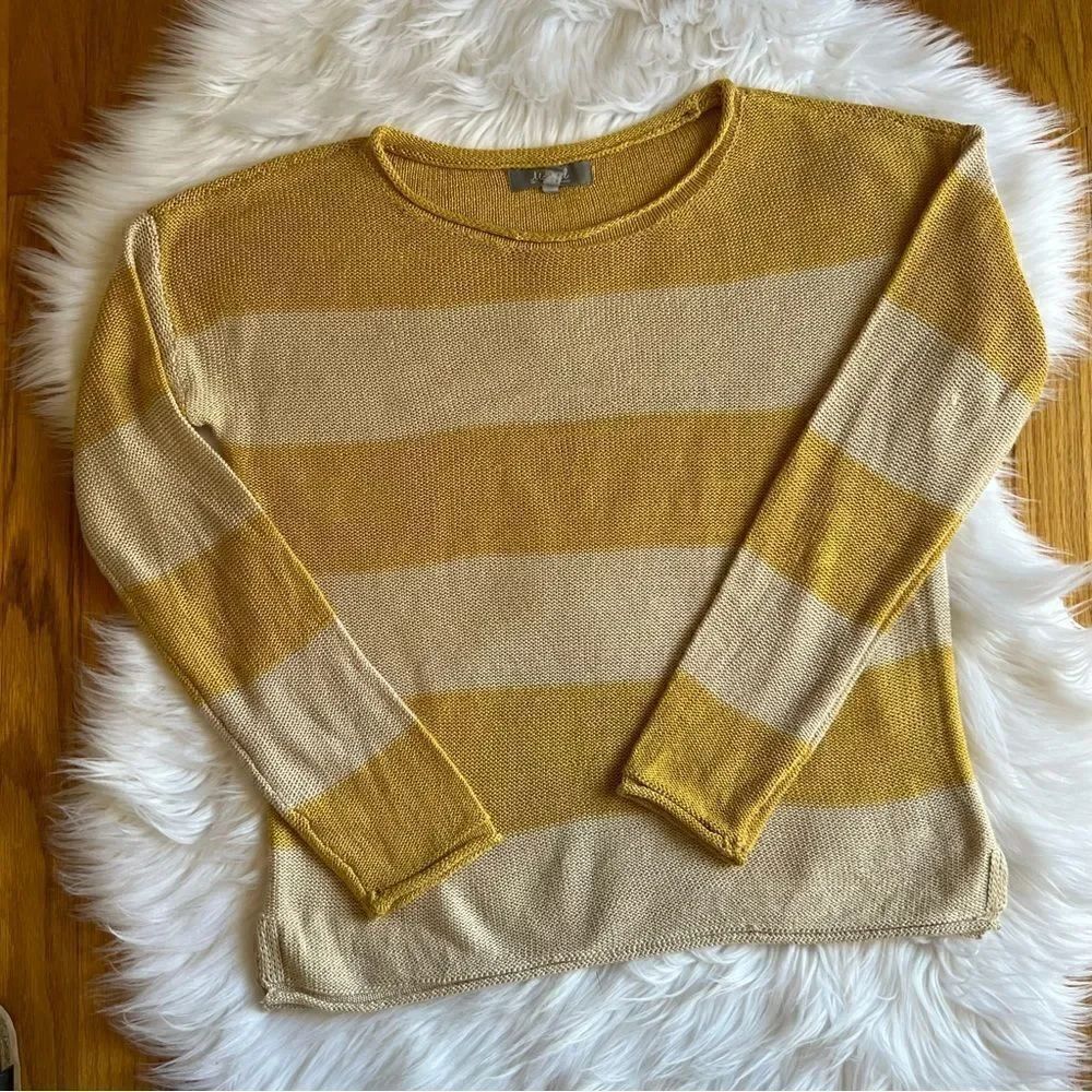 Women’s Yellow Striped Marled Sweater Size Medium